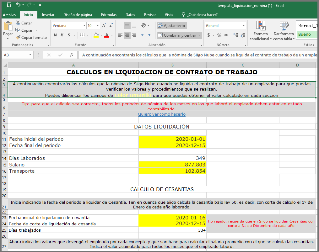 Liquidación contrato de trabajo - Portal de Clientes Siigo Software ...
