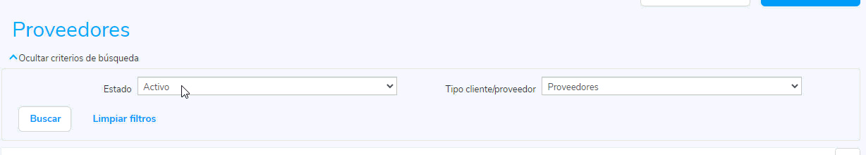 filtros de proveedores